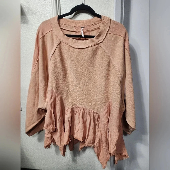 Free People "Gold Duster" Sweatshirt Size XS Oversized Summer Boho Festival - Picture 3 of 7